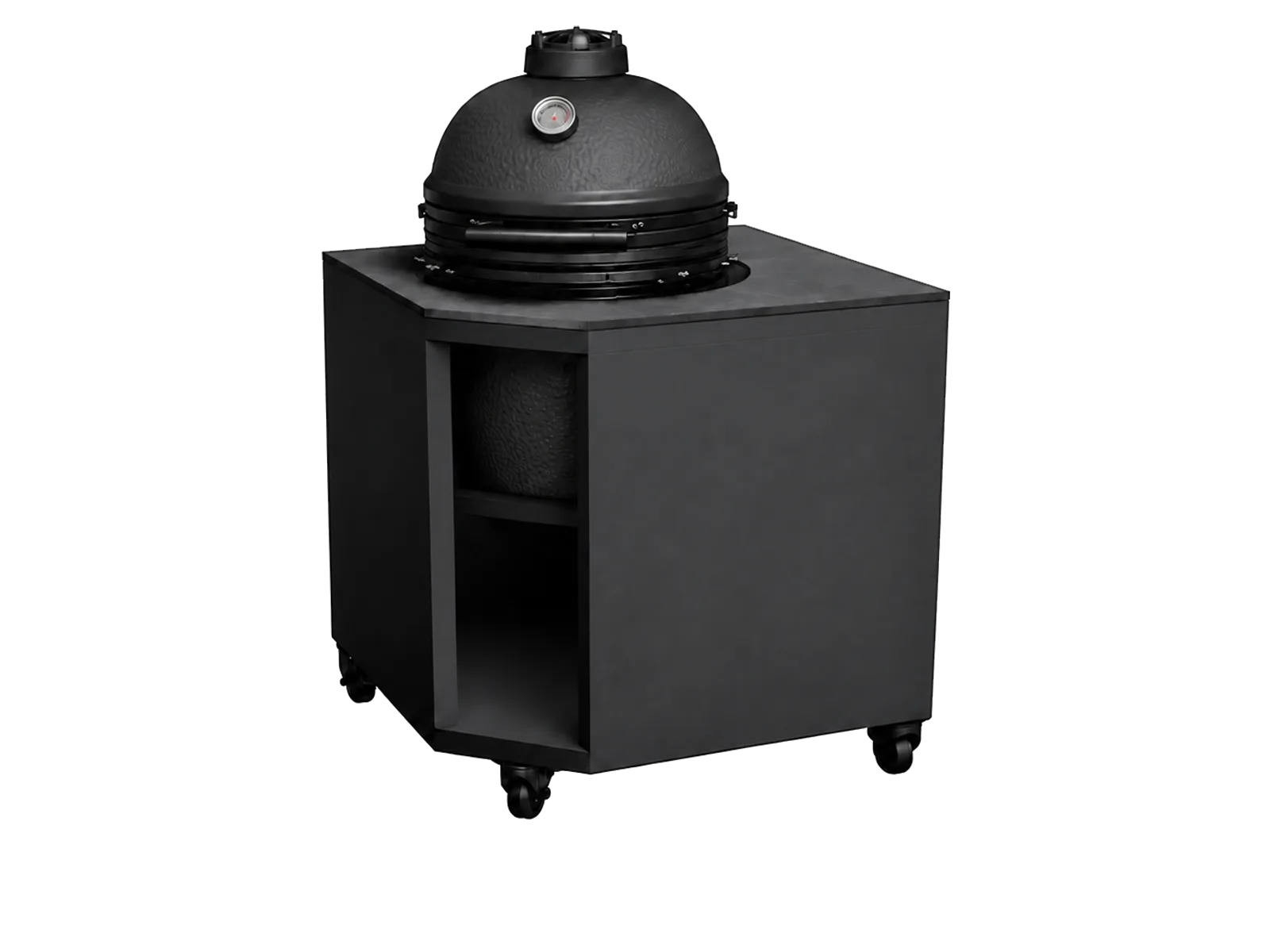 Módulo Vantablack Link Smoke, diseñado para integrar un kamado en una configuración de cocina exterior.